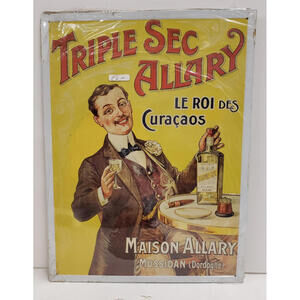 Vintage Triple Sec Allary, Le Roi des Curacaos Liquor Metal Tin Sign 12"x16"